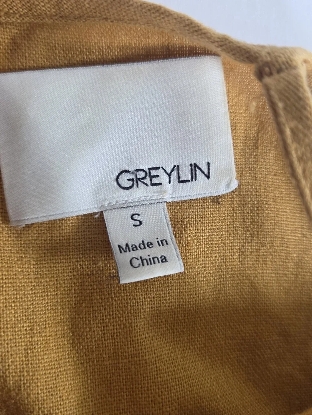 Greylin Linen Cotton Jumpsuit Tie Waist Wide Leg Mustard Anthropologie sz S